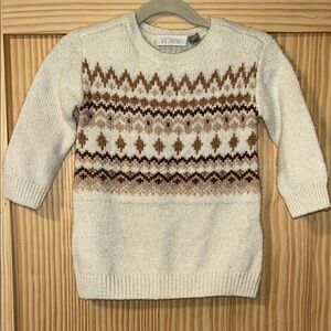 The Children's Place Ivory and Brown Knit Sweater